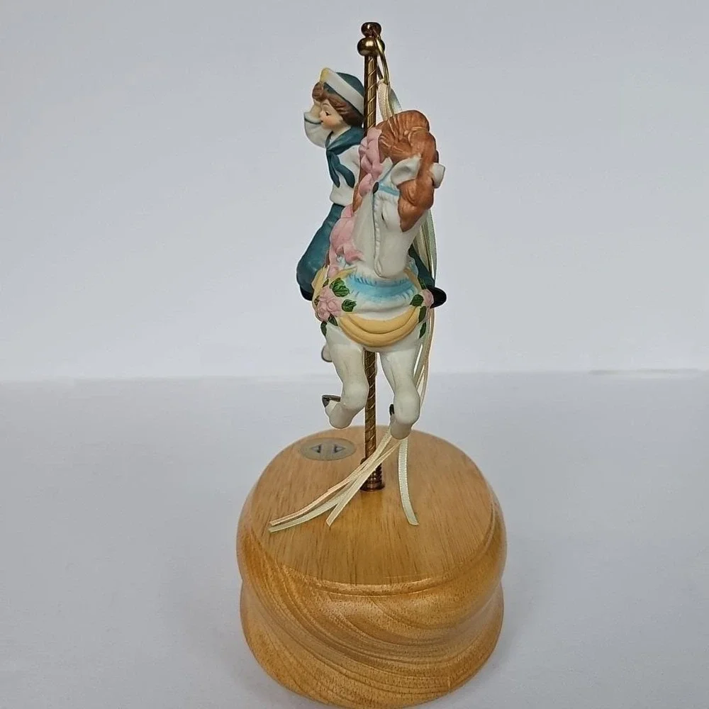 Vintage Breckenridge Designs Carousel Music Box Sailor Boy Porcelain Horse Decor